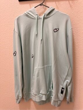 adidas Light Mint Green Pullover Hoodie with Small Patches
